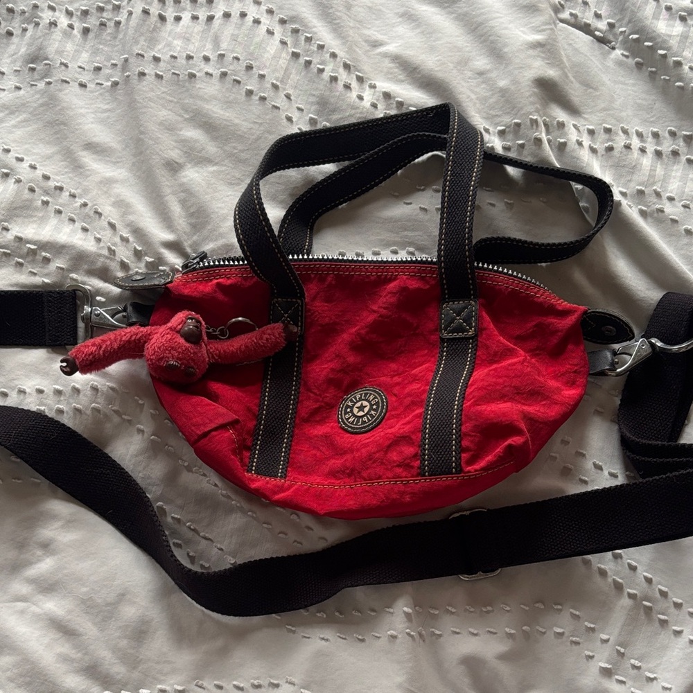 Red Women's Bag with Black Straps
